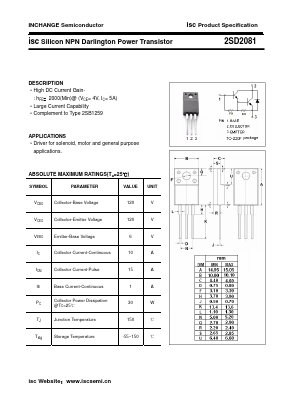 D2081 Datasheet PDF Inchange Semiconductor
