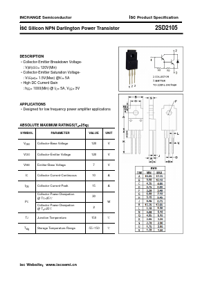 D2105 Datasheet PDF Inchange Semiconductor