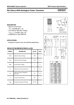 2SD2237 Datasheet PDF Inchange Semiconductor