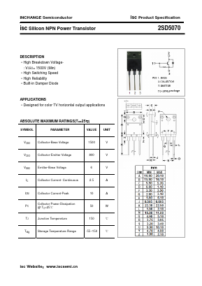 2SD5070 Datasheet PDF Inchange Semiconductor