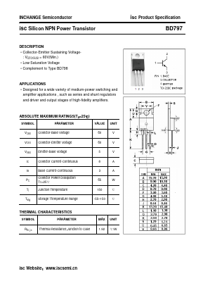 BD797 Datasheet PDF Inchange Semiconductor
