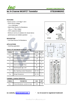 STB26NM60ND Datasheet PDF Inchange Semiconductor