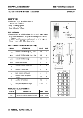 2N6739 Datasheet PDF Inchange Semiconductor