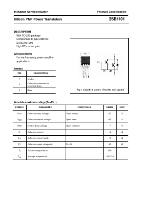 B1101 Datasheet PDF Inchange Semiconductor