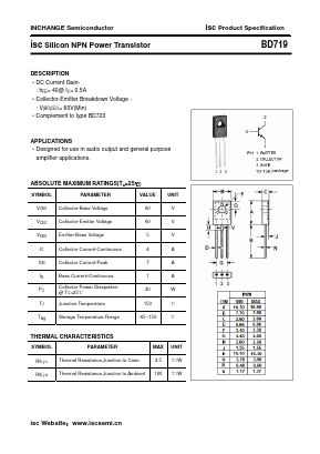 BD719 Datasheet PDF Inchange Semiconductor