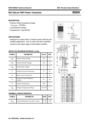 BD800 Datasheet PDF Inchange Semiconductor