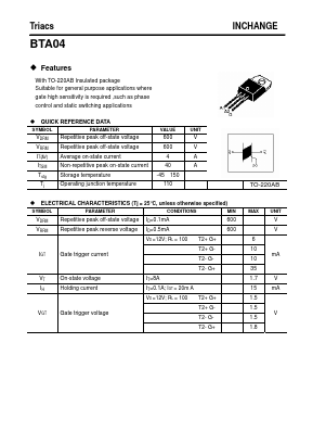 BTA04 Datasheet PDF Inchange Semiconductor