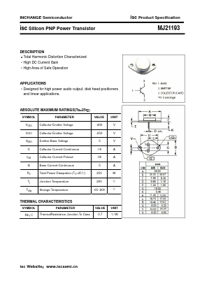 MJ21193 Datasheet PDF Inchange Semiconductor