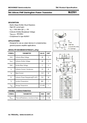 MJ2501 Datasheet PDF Inchange Semiconductor