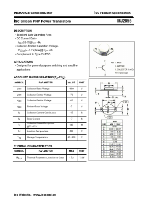 MJ2955 Datasheet PDF Inchange Semiconductor