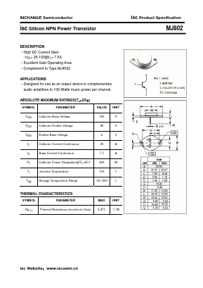 MJ802 Datasheet PDF Inchange Semiconductor