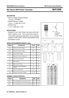 MJF13009 Datasheet PDF Inchange Semiconductor