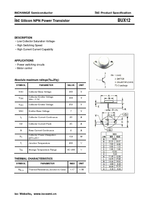 BUX12 Datasheet PDF Inchange Semiconductor