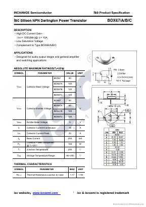 BDX67B Datasheet PDF Inchange Semiconductor