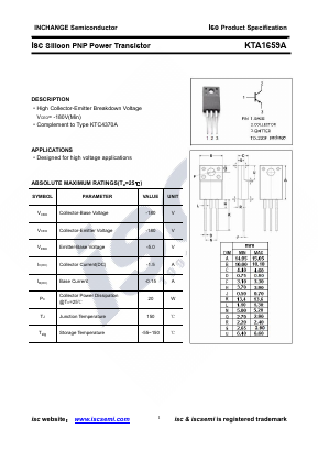 KTA1659A Datasheet PDF Inchange Semiconductor
