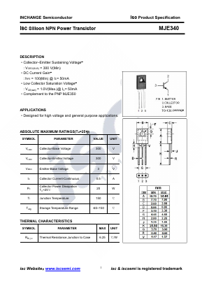 MJE340 Datasheet PDF Inchange Semiconductor