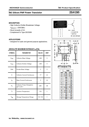 2SA1295Y Datasheet PDF Inchange Semiconductor