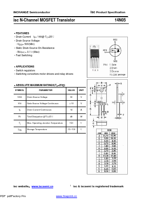 14N05 Datasheet PDF Inchange Semiconductor