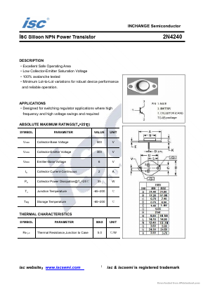 2N4240 Datasheet PDF Inchange Semiconductor