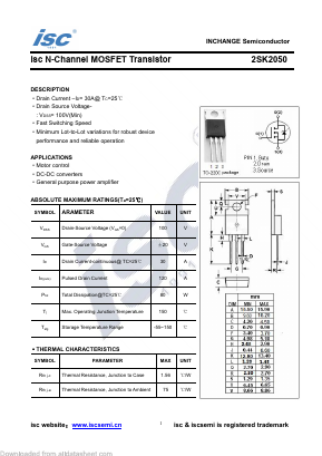 2SK2050 Datasheet PDF Inchange Semiconductor
