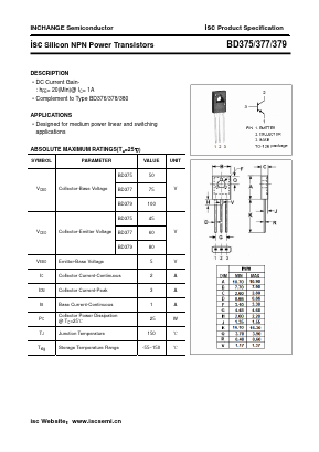 BD379 Datasheet PDF Inchange Semiconductor