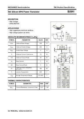 BU941 Datasheet PDF Inchange Semiconductor