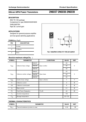 2N6039 Datasheet PDF Inchange Semiconductor