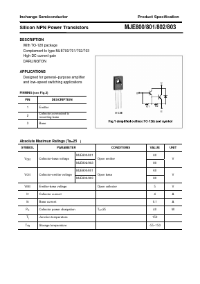 MJE800 Datasheet PDF Inchange Semiconductor