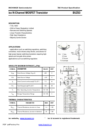 BUZ63 Datasheet PDF Inchange Semiconductor