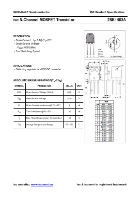 K1403A Datasheet PDF Inchange Semiconductor