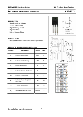 KSD5013 Datasheet PDF Inchange Semiconductor