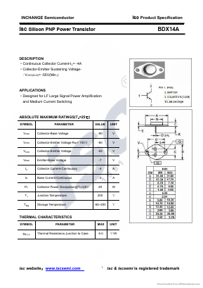 BDX14A Datasheet PDF Inchange Semiconductor