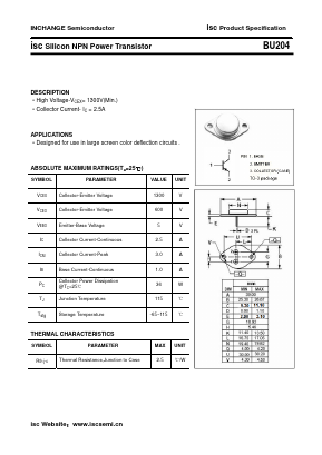 BU204 Datasheet PDF Inchange Semiconductor