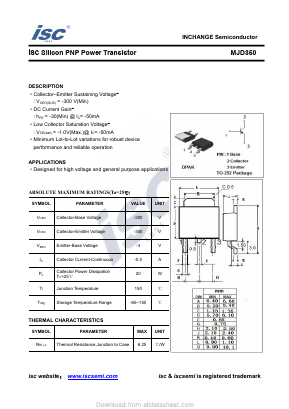 MJD350 Datasheet PDF Inchange Semiconductor