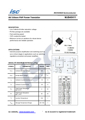MJB45H11 Datasheet PDF Inchange Semiconductor