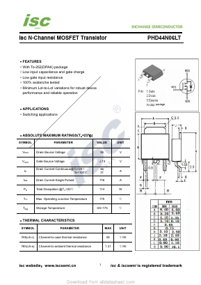 PHD44N06LT Datasheet PDF Inchange Semiconductor