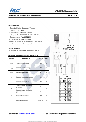 2SB1468 Datasheet PDF Inchange Semiconductor