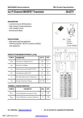 2SJ274 Datasheet PDF Inchange Semiconductor