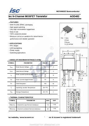 AOD482 Datasheet PDF Inchange Semiconductor