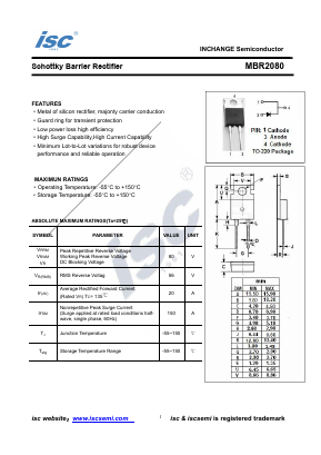 MBR2080 Datasheet PDF Inchange Semiconductor
