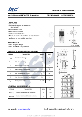 SPP02N60C3 Datasheet PDF Inchange Semiconductor
