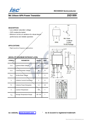2SD1899 Datasheet PDF Inchange Semiconductor