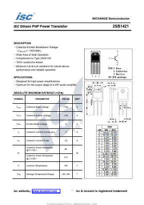 2SB1421 Datasheet PDF Inchange Semiconductor