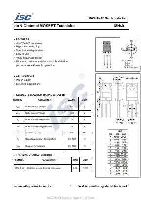 18N60 Datasheet PDF Inchange Semiconductor