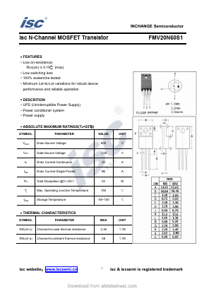 FMV20N60S1 Datasheet PDF Inchange Semiconductor