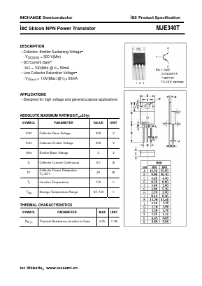 MJE340T Datasheet PDF Inchange Semiconductor