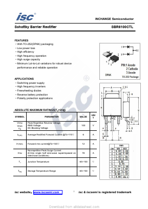 SBR6100CTL Datasheet PDF Inchange Semiconductor