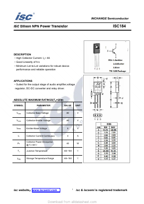 ISC184 Datasheet PDF Inchange Semiconductor