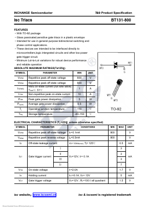 BT131-800 Datasheet PDF Inchange Semiconductor