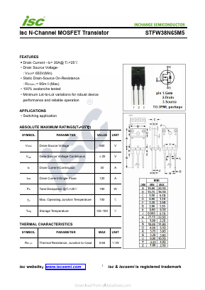 STFW38N65M5 Datasheet PDF Inchange Semiconductor